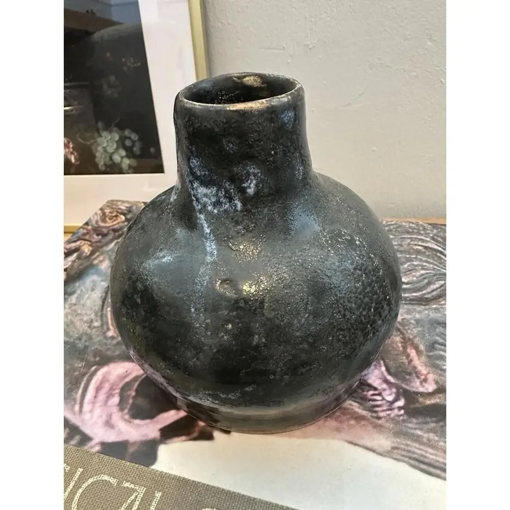Vintage Studio Pottery Vase Drip Glaze Finish Modern Handmade American Pottery